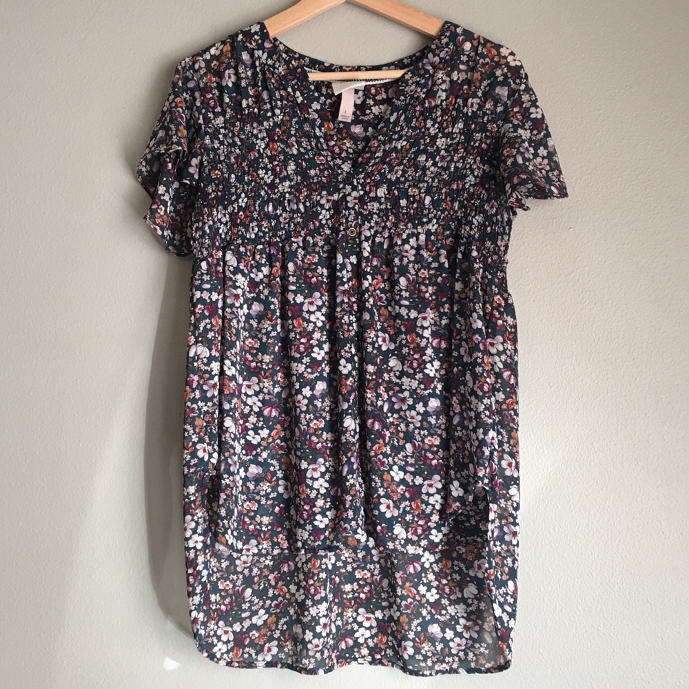 Knox Rose Blue, Purple, and White Floral Blouse